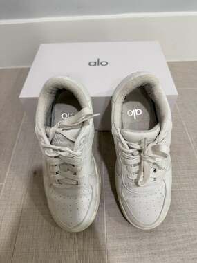 Alo X 01 Classic White Leather Sneakers w/ Gum bottom